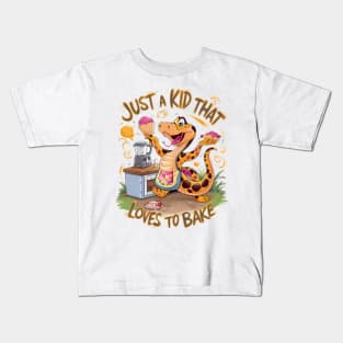 Whimsical Tee With Cake-Baking Snake Kids T-Shirt